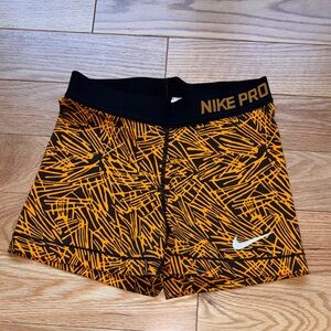 Nike Pro Black and Orange Shorts